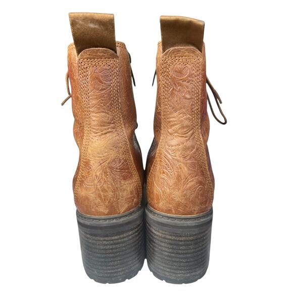 Timberland Women’s Sienna Brown Leather Embossed Ankle Boot Size US 10 - Picture 9 of 12